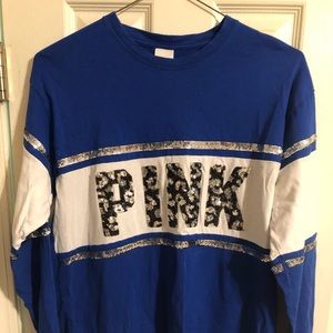 Victoria Secret Pink Blue long sleeve shirt small.